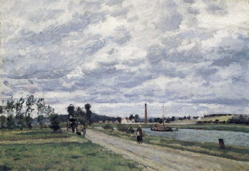 Camille Pissarro The banks of the Oise near Pontoise Bords de l-Oise pres de Pontoise Spain oil painting art
